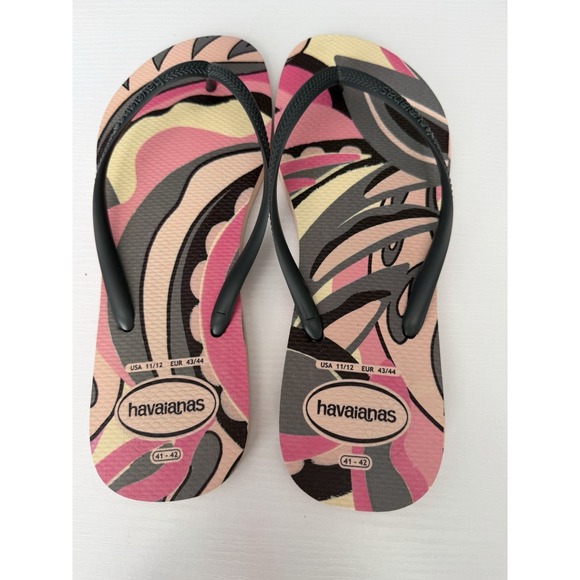 Havaianas Shoes - Havaianas Flip Flops Tropical Print Pink Gray Women's Size 11–12 EU 43/44 Sandal